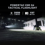 Powertac E9R Gen4 2,550 Lumen Tactical EDC Flashlight – IPX8, USB-C, Lifetime Warranty
