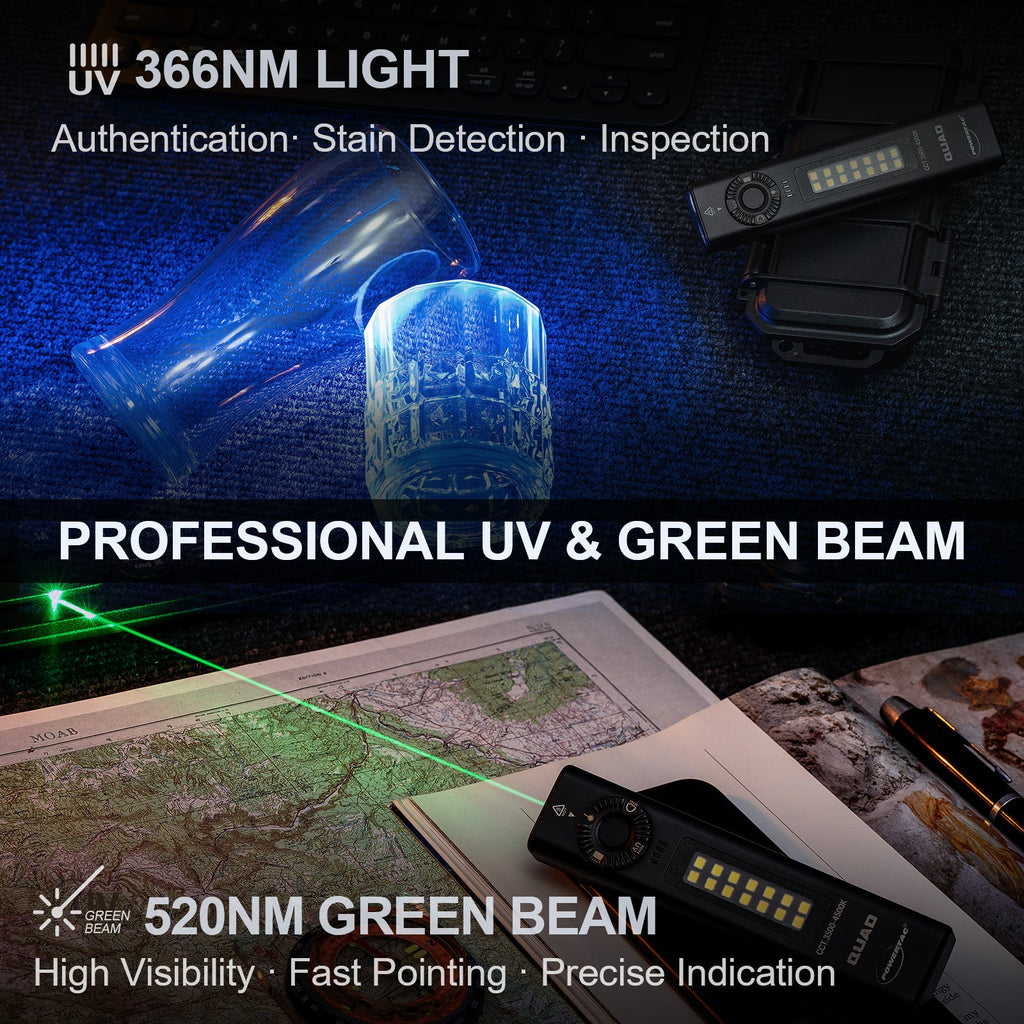 Powertac QUAD 2000 Lumen 4-in-1 Tactical EDC Flashlight