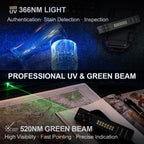 Powertac QUAD 2000 Lumen Flashlight – 4-in-1 Flood, Spot, UV & Green Laser EDC Light