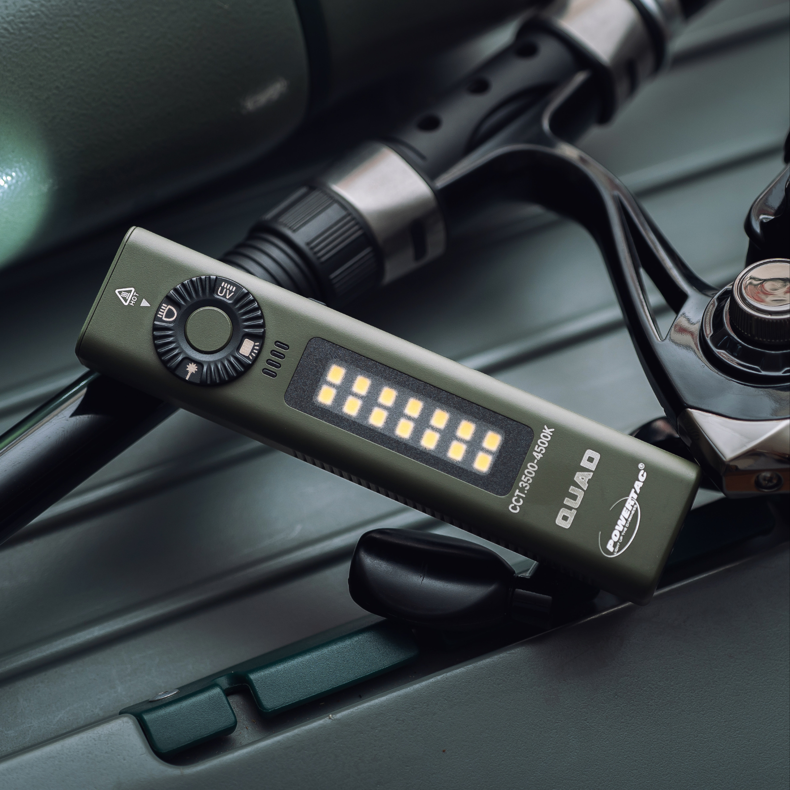 Powertac QUAD 2000 Lumen Flashlight – 4-in-1 Flood, Spot, UV & Green Laser EDC Light