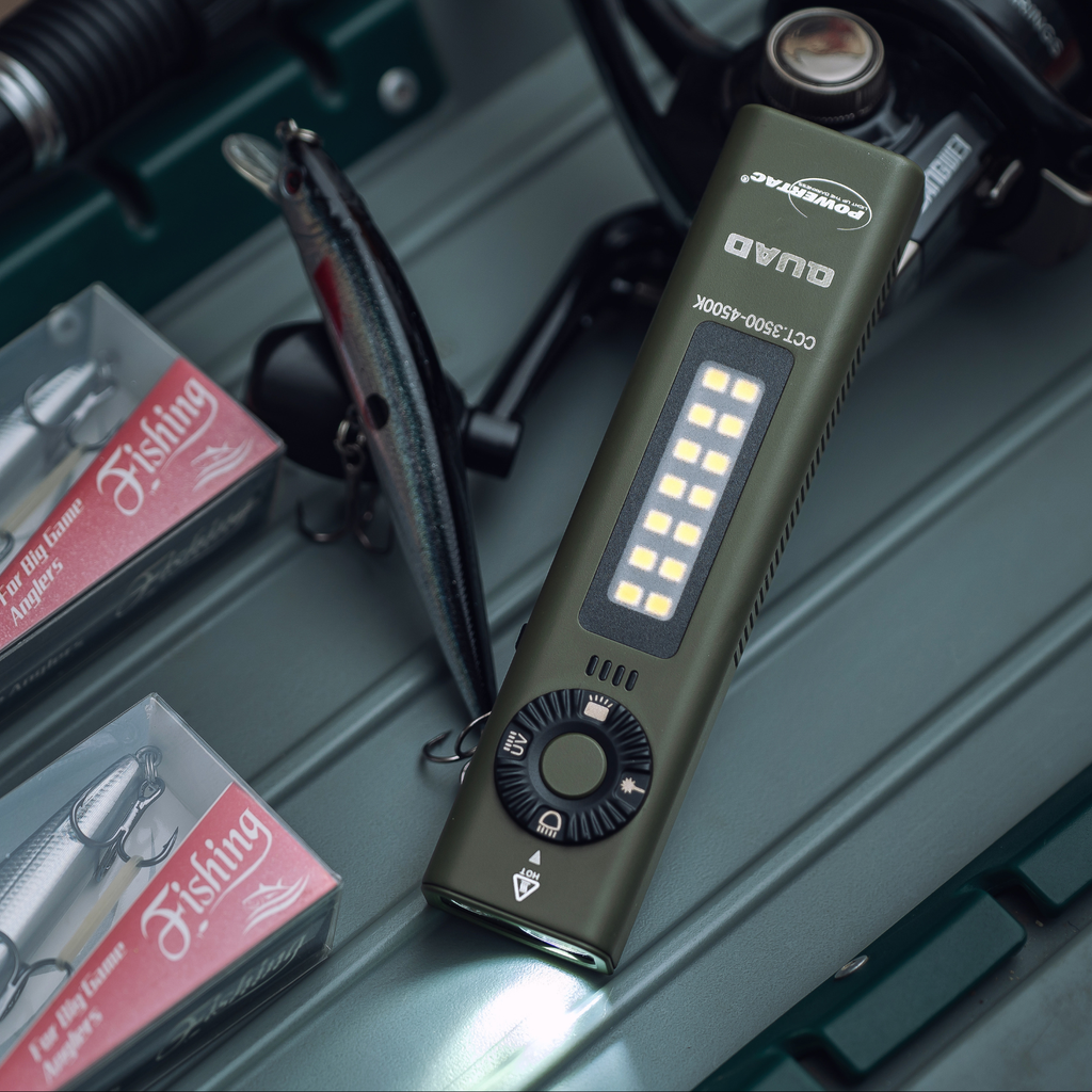 Powertac QUAD 2000 Lumen Flashlight – 4-in-1 Flood, Spot, UV & Green Laser EDC Light