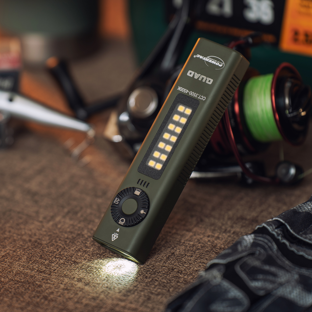 Powertac QUAD 2000 Lumen Flashlight – 4-in-1 Flood, Spot, UV & Green Laser EDC Light