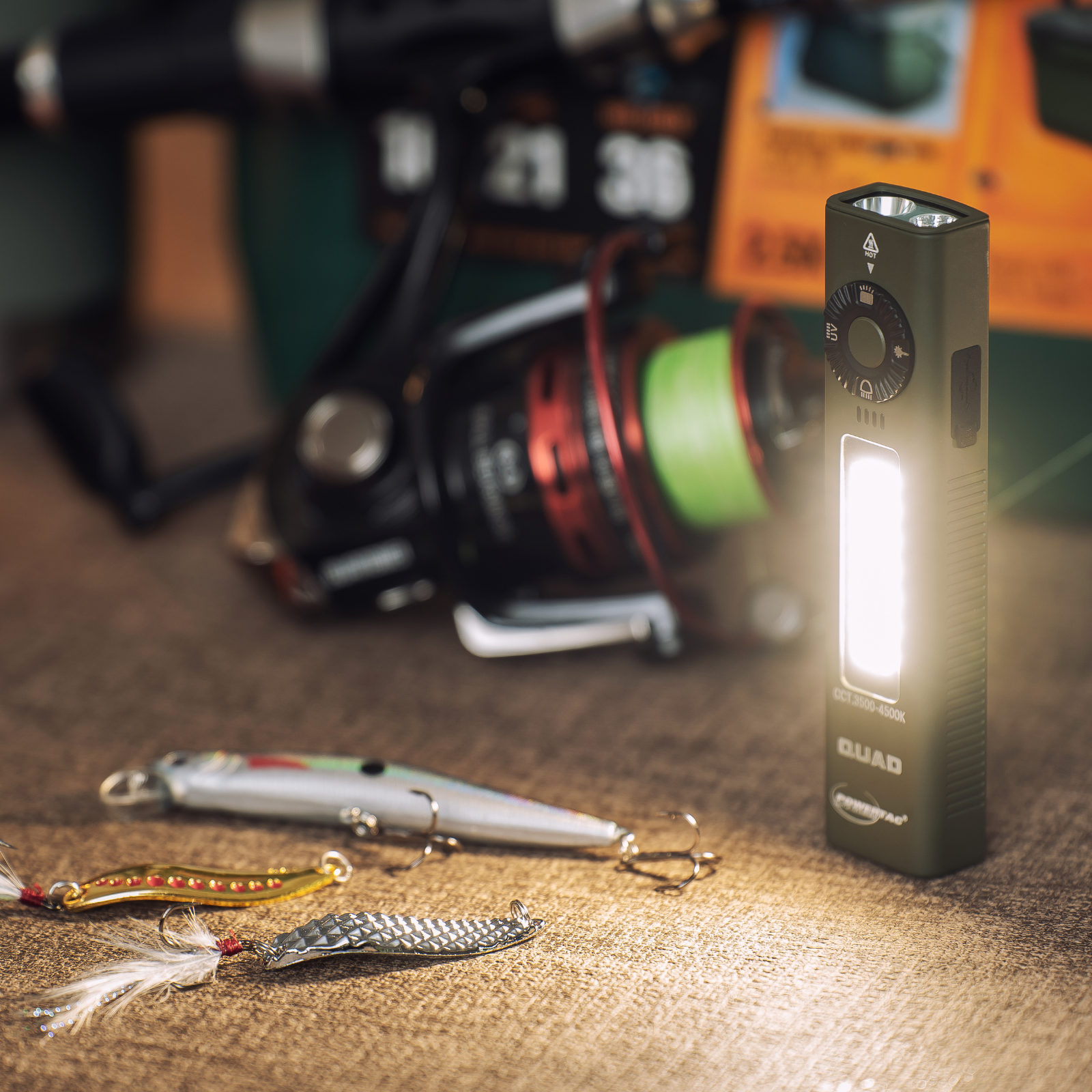 Powertac QUAD 2000 Lumen Flashlight – 4-in-1 Flood, Spot, UV & Green Laser EDC Light
