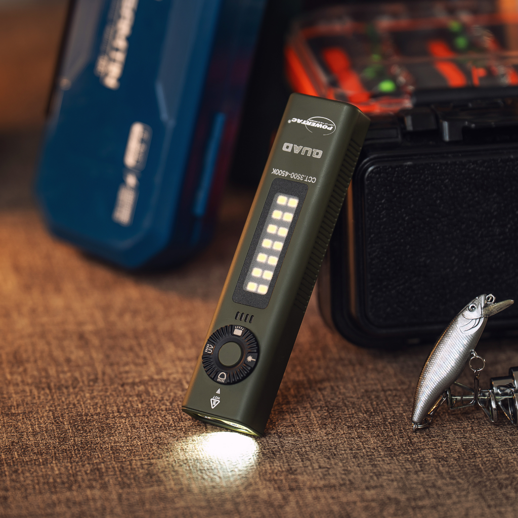 Powertac QUAD 2000 Lumen Flashlight – 4-in-1 Flood, Spot, UV & Green Laser EDC Light