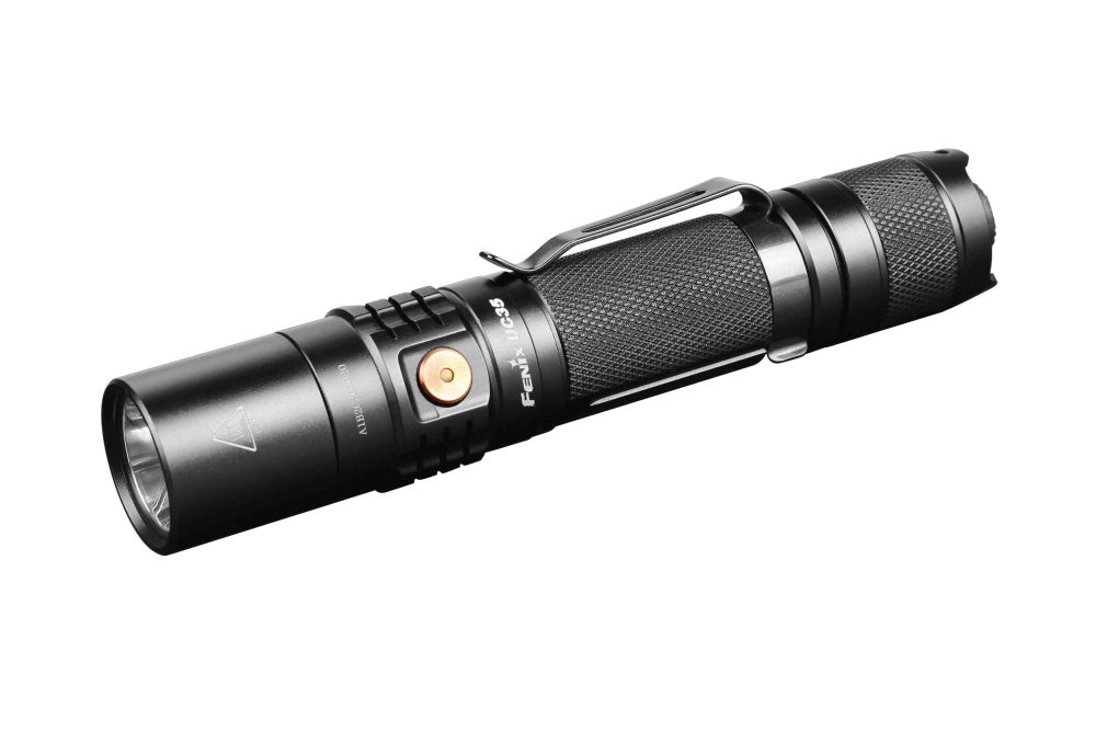 Black flashlight on a white background