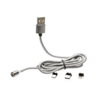 Magnetic USB Charging Cable, 3 in 1 Nylon Cord, Compatible with Micro USB, Type C, and Apple Products Powertac