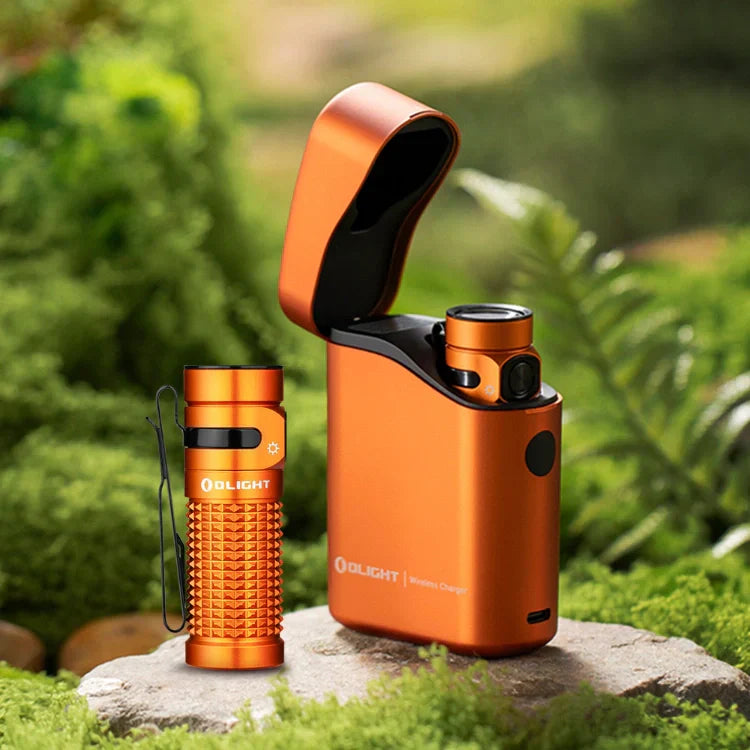 Olight Baton 4 Premium EDC Flashlight, 1,300 Lumens with Charging Case – Orange