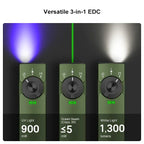 OLIGHT ARKFELDPRO3RODGV3 Arkfeld Pro Flat EDC Flashlight with LED Light UV and Laser - OD Green