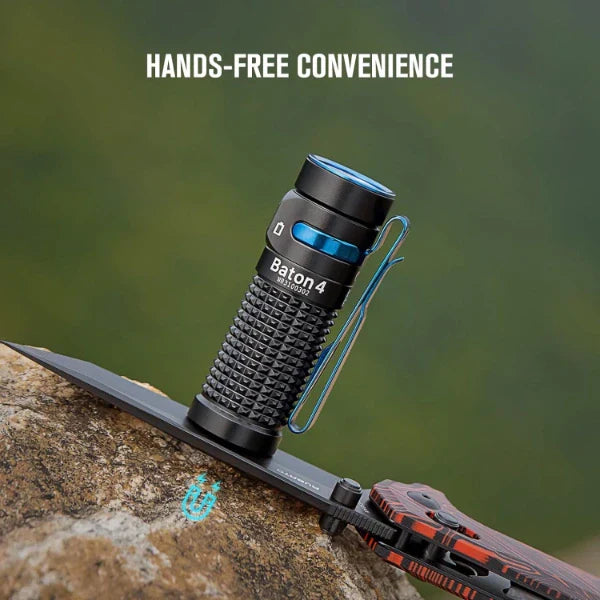 Olight Baton 4 Premium EDC Flashlight, 1,300 Lumens with Charging Case – Black