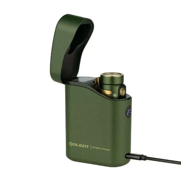 Olight Baton 4 Premium EDC Flashlight, 1,300 Lumens with Charging Case – OD Green