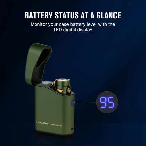 Olight Baton 4 Premium EDC Flashlight, 1,300 Lumens with Charging Case – OD Green