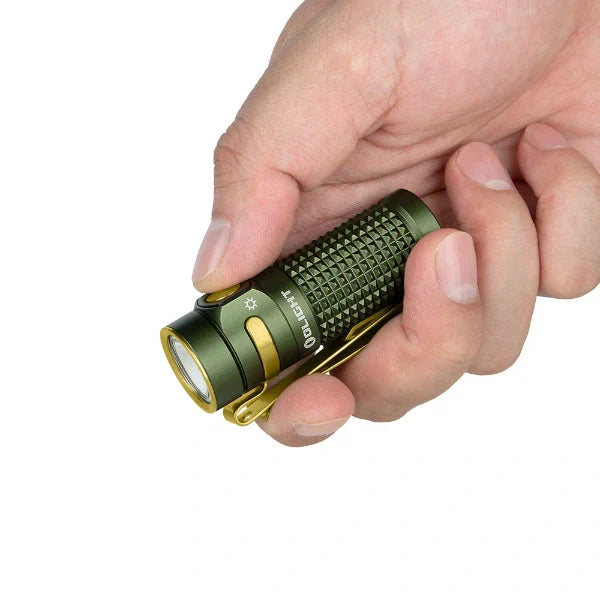Olight Baton 4 Premium EDC Flashlight, 1,300 Lumens with Charging Case – OD Green
