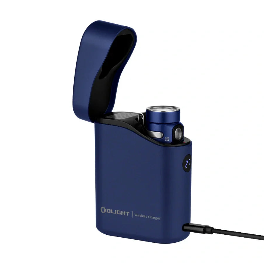 Olight Baton 4 Premium EDC Flashlight, 1,300 Lumens with Charging Case – Regal Blue
