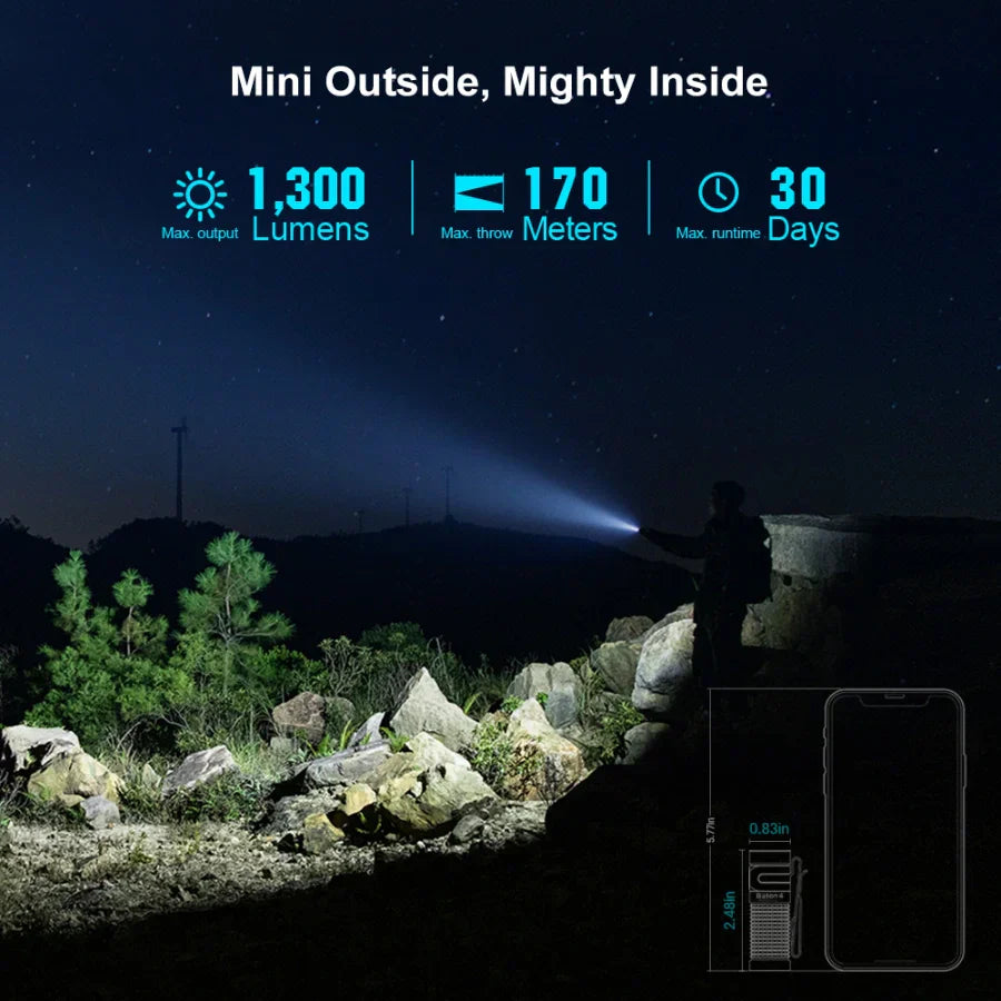 Olight Baton 4 Premium EDC Flashlight, 1,300 Lumens with Charging Case – Regal Blue