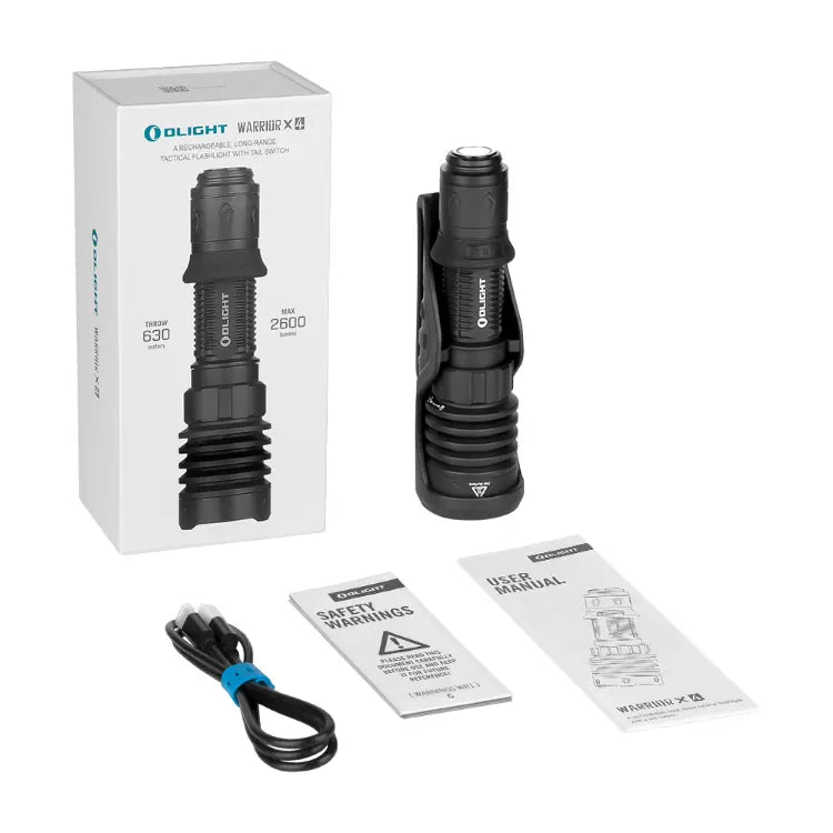 OLIGHT WARRIORX4MTBK Warrior X 4 USB-C and MCC Rechargeable Tactical Flashlight With Holster - Matte Black