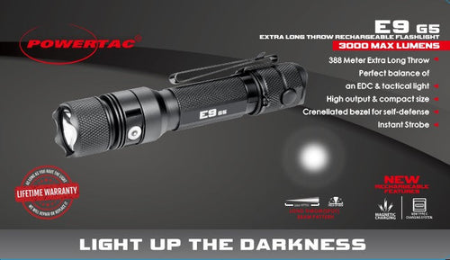 E9 GEN5 + Spare Battery Bundle - 3,000 Lumen Tactical Flashlight with Backup Power