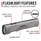 COAST Slayer – Rechargeable EDC Flashlight, 1150 Lumens