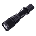Black flashlight with PowerTac branding on a transparent background