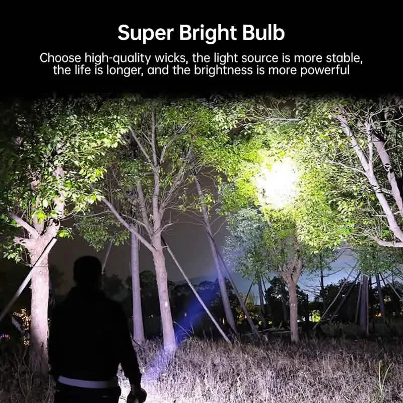 COB7 High Power Portable LED Flashlight Powerful USB Rechargeable Torch Handheld