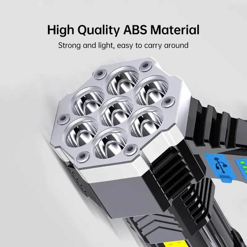 COB7 High Power Portable LED Flashlight Powerful USB Rechargeable Torch Handheld